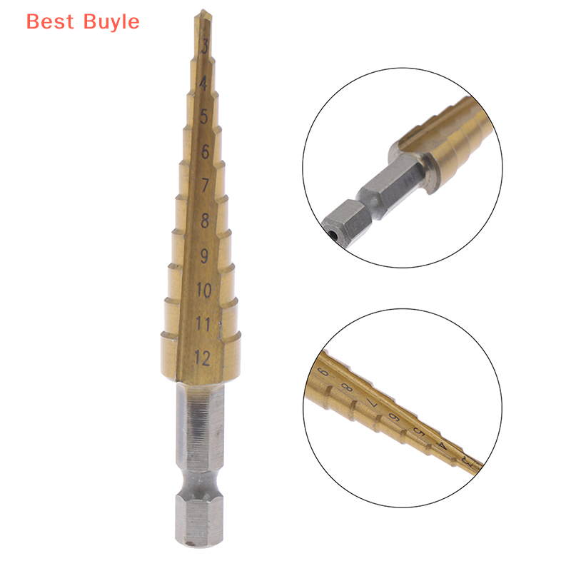 💖Best Buyle HITN Mũi Khoan Bậc Tráng 3-12Mm Mũi Khoan Tay Cầm Lục Giác Dụng Cụ Khoan Kim Loại