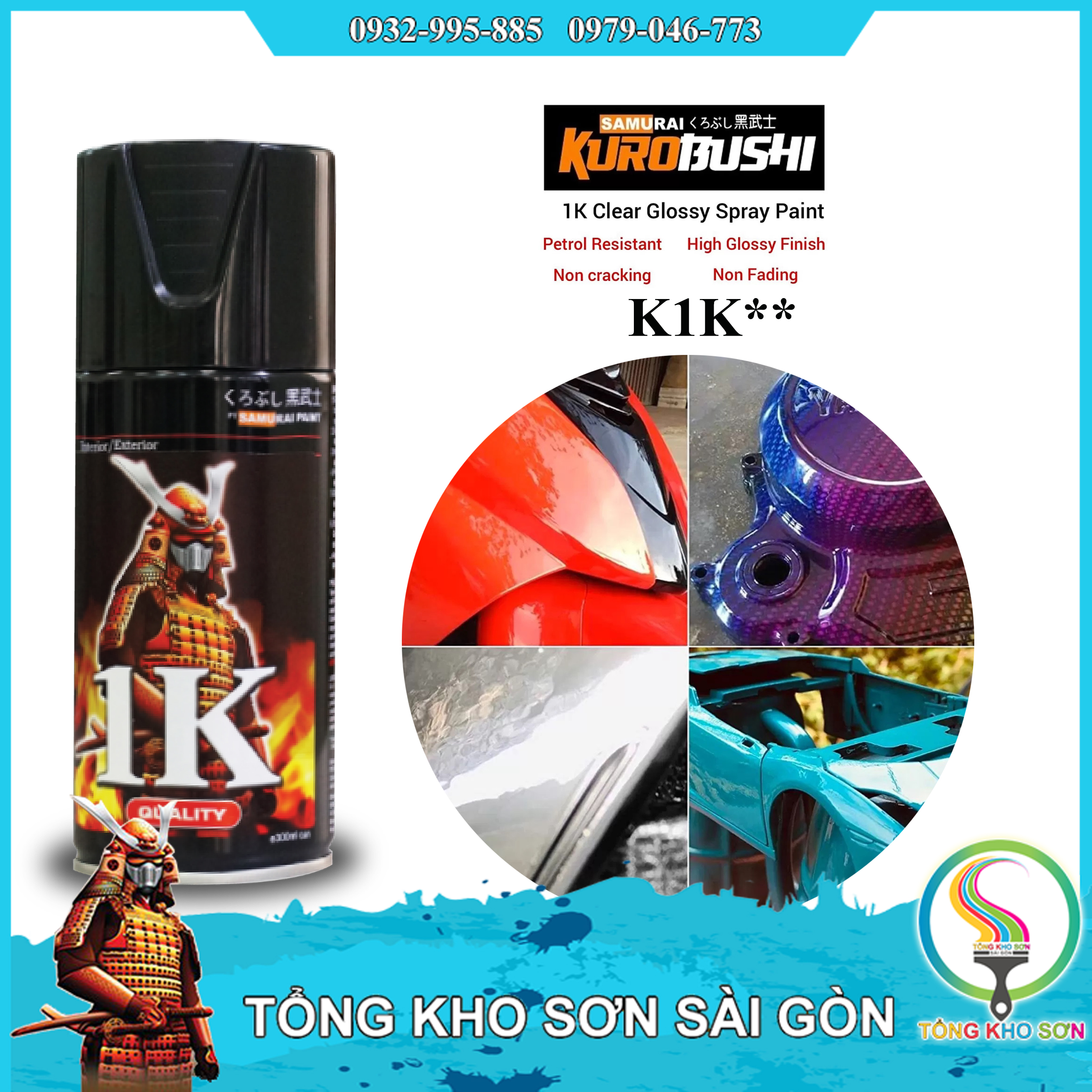 Sơn Bóng K1k sơn xịt samurai KHO SƠN SÀI GÒN