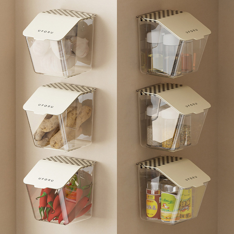 Storage basket kitchen fresh ginger pepper storage box punch-free wall-mounted household onion ginger garlic storage box simple plastic