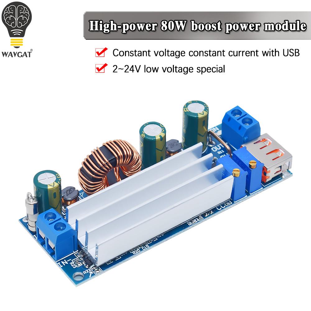 Dc dc step up boost converter 2-24v to 3-30v 4a 80w cc cv power module adjustable regulated power supply 3.7v 6v 9v 12v with usb