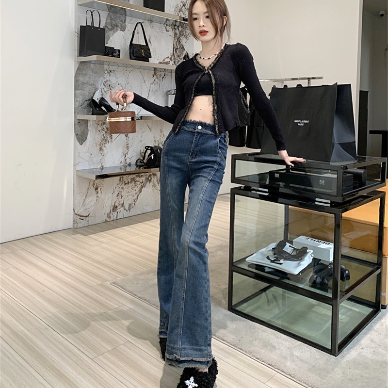 Quần Jeans Nữ Lưng Cao Ống Loe Thời Trang