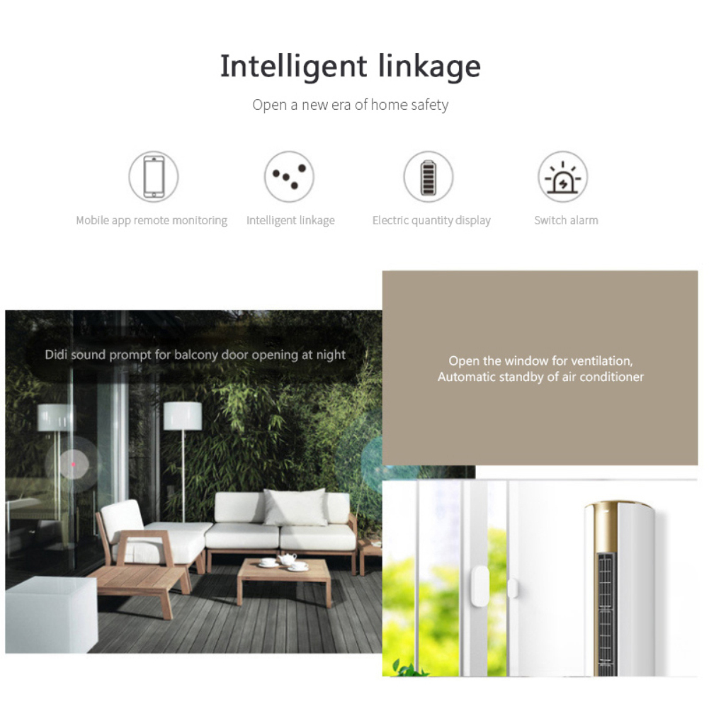 E Life Smart Store Tuya Smart Zigbee Door Window Sensor Smart Door Open/Closed Detectors Security Alarm System Smart Life App Remote Control for Smart Home A Burglar Alarm Automation Remote Control Works For Alexa Google Home