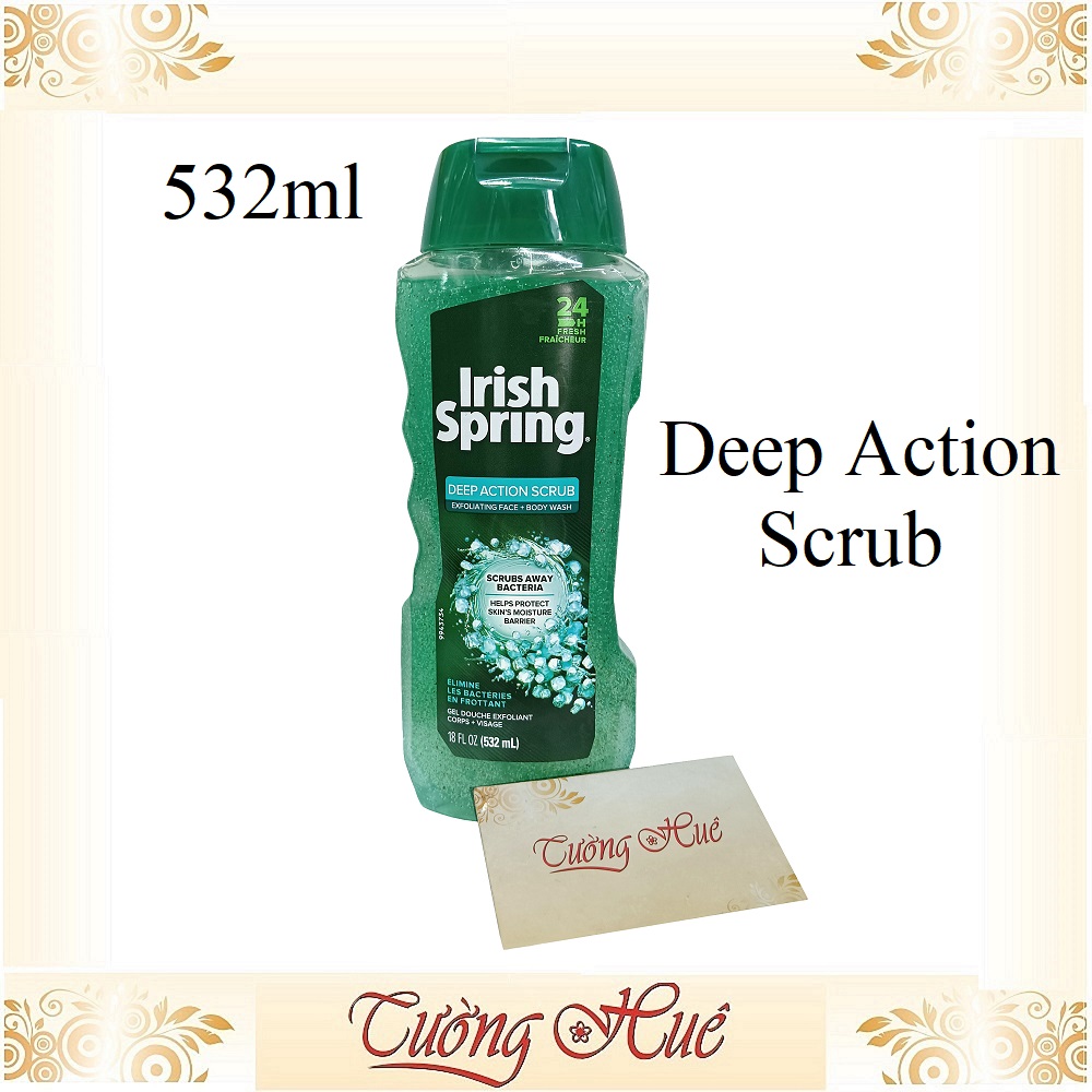 Gel tắm Irish Spring Deep Action Scrub Clean & Exfoliates Body Wash - 532ml thumbnail