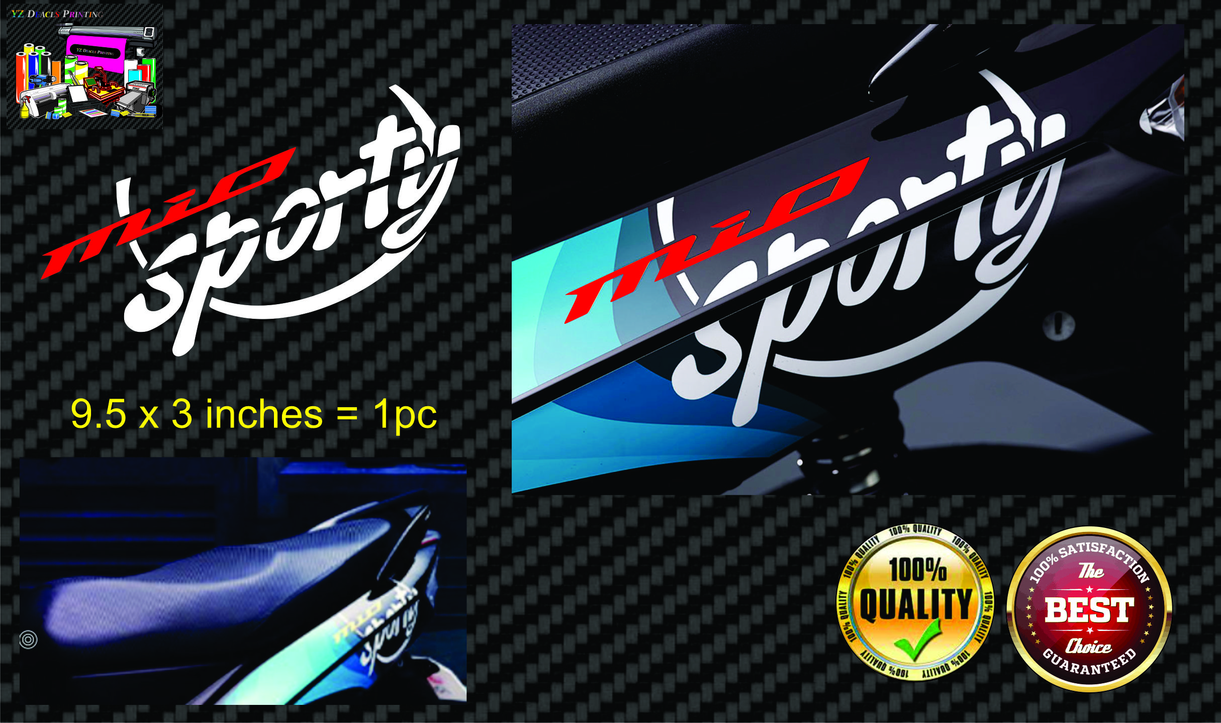 New Mio Sporty Side Panel Vinyl Sticker (Code C1), Size 9.5 inches