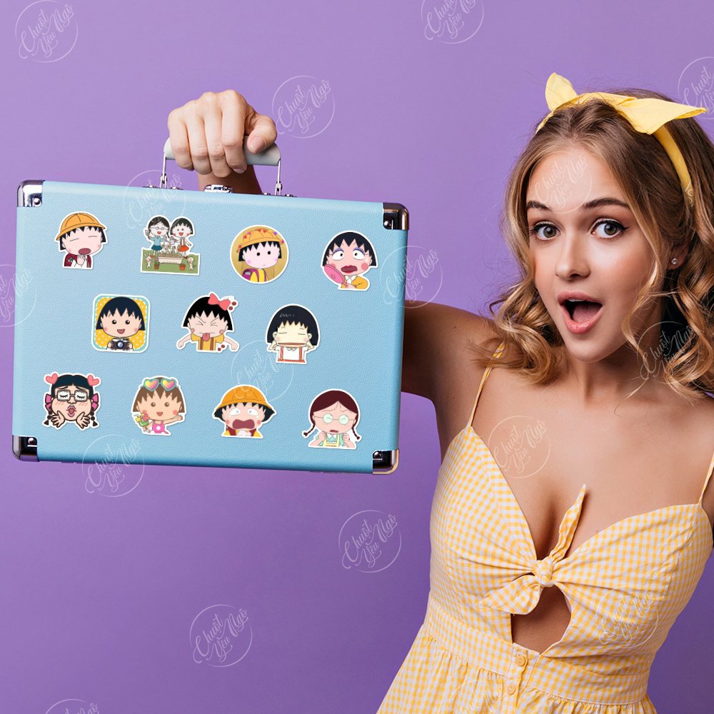 Combo 10/50/100 sticker nhóc MARUKO hình dán decal trang trí chống nước Chibi Maruko-chan dễ thương