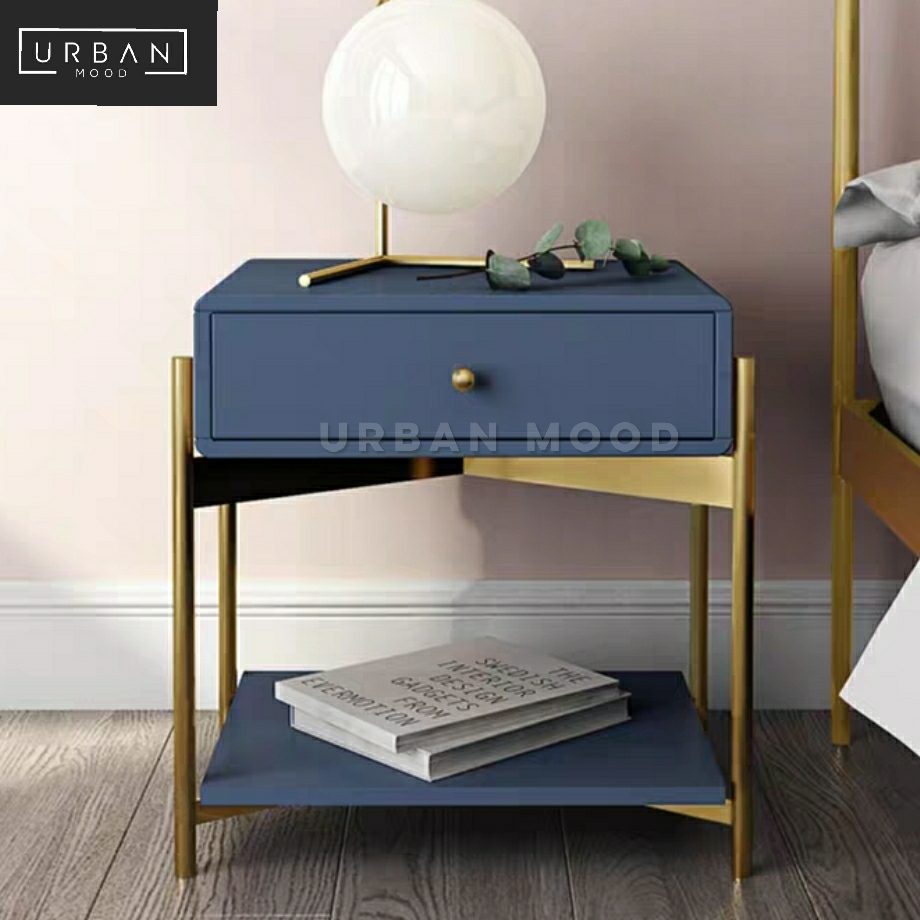 modern blue bedside table