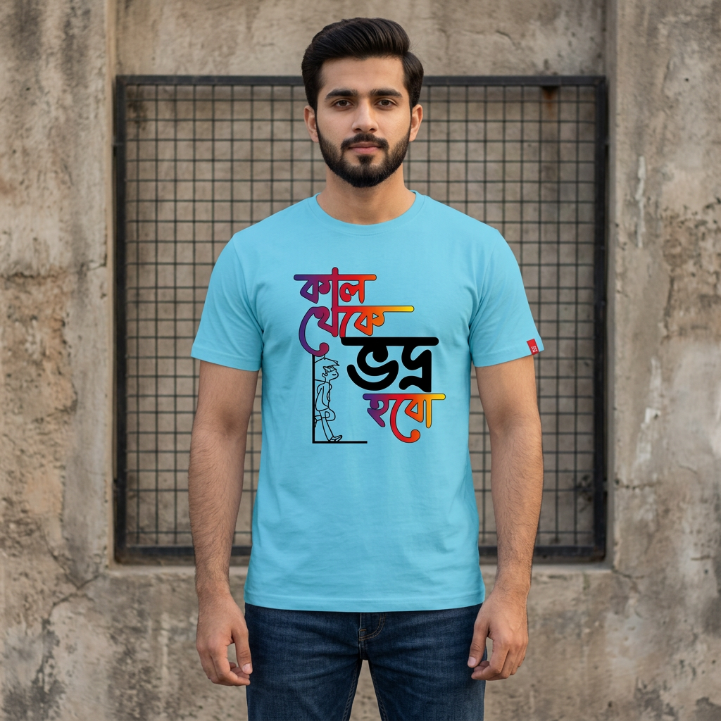 কাল থেকে ভদ্র হবো Printed Casual T-Shirt//Tshirt For Men