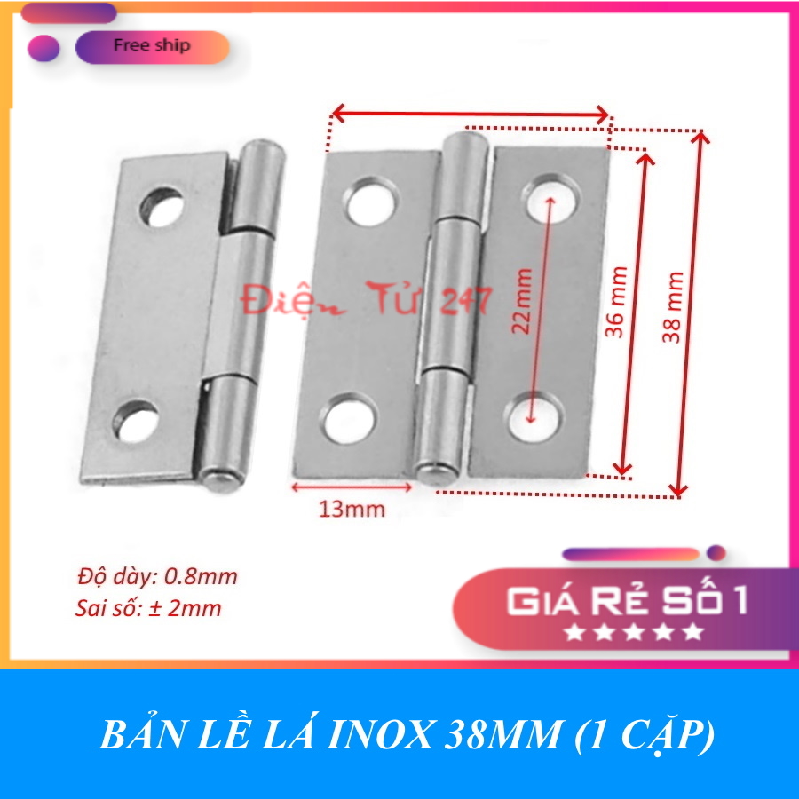 Combo 2 Cặp Bản Lề Lá Inox 38mm