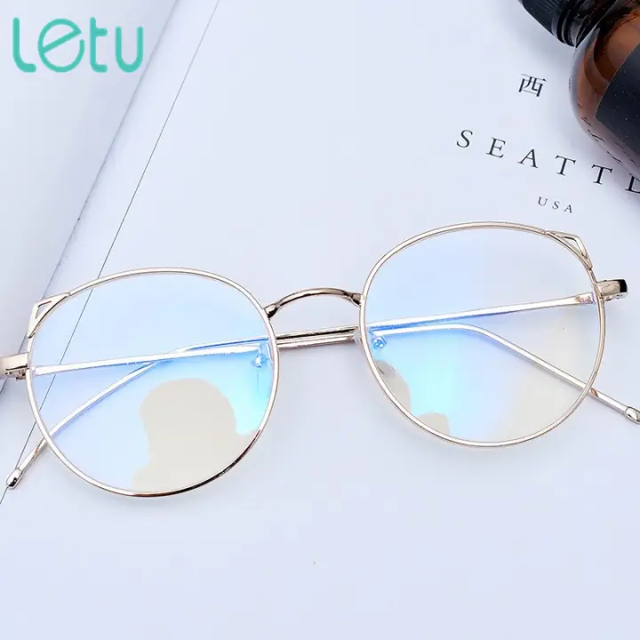 Letu Korean Cat Ears Cute Metal Frame Glasses Girls Retro Flat Spectacles Uv400 Student Anti Blue Ray Eyeglasses Lazada Singapore