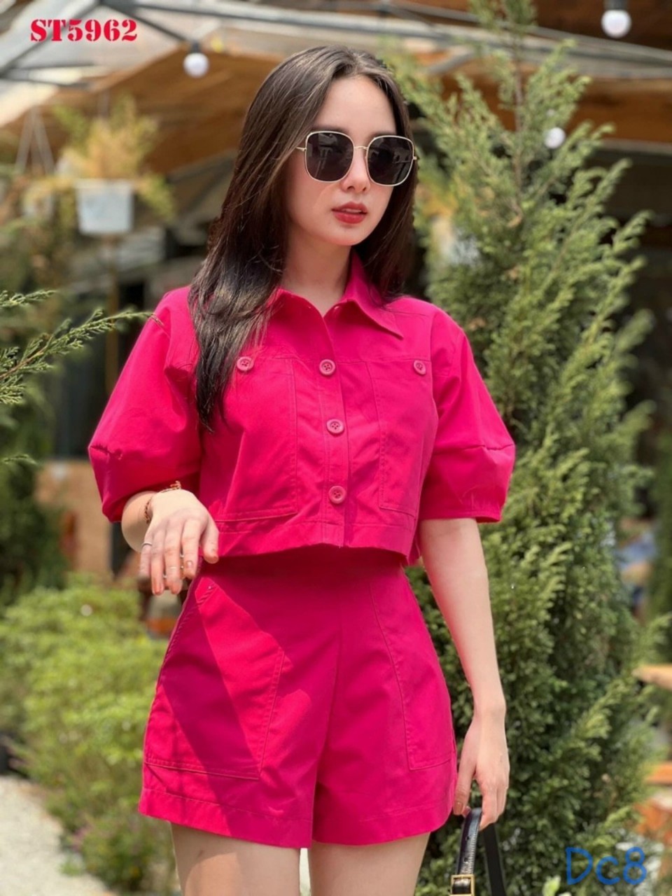 Sale sốc set 2 món kate siu quần cụt kèm áo cụt tay có khuy gài năng động trẻ trung