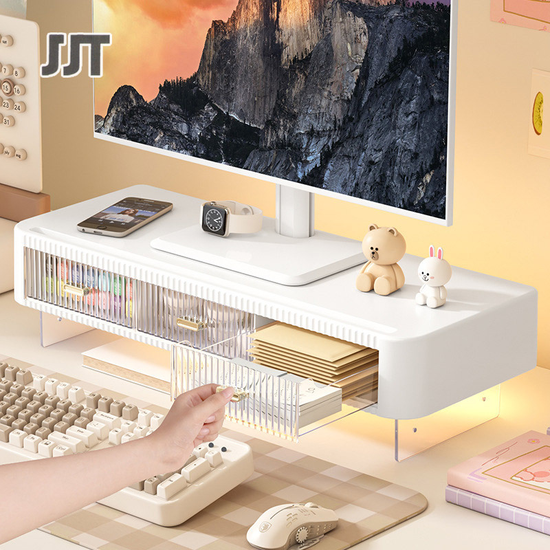 Desktop Computer Monitor, Elevated Office, Desktop Neck Protector, Screen Base, Bracket, Organizer, Storage Box, Lights