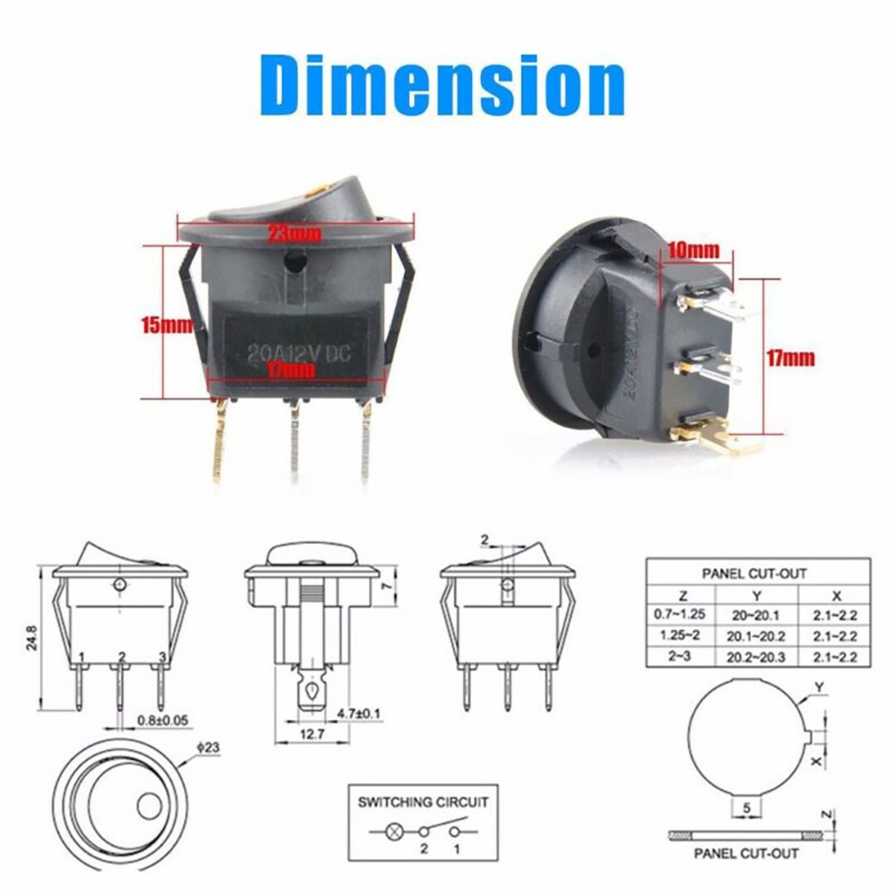 1pc LED Switch 20A Accessories Boat Car DC 12V Dash ON/OFF Rocker Switch 【Free Shipping】