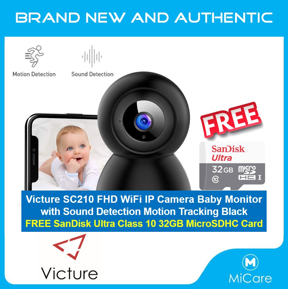 Free Same Day Delivery Victure Sc210 Fhd Wifi Ip Camera Baby Monitor Black Lazada Singapore