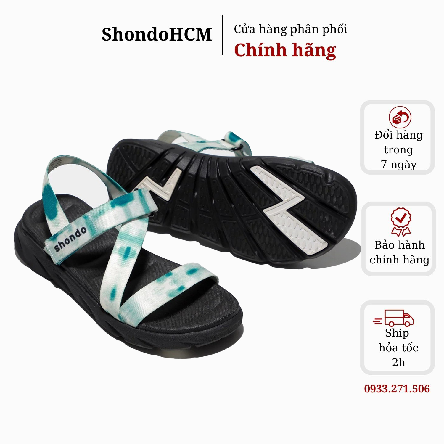 Giày sandal Shondo nam nữ đi học đế bằng loang khói rêu F6S1043 Shondo thumbnail