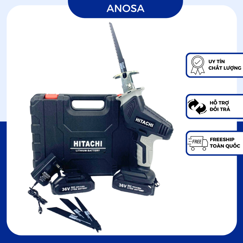 Máy cưa kiếm Hitachi, máy cưa đa năng dùng pin tặng kèm 4 lưỡi cắt