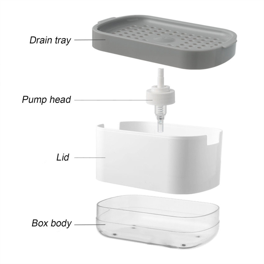 2 In1 Dish Soap Dispenser Liquid Soap Pump Dispenser Soap Container with Sponge Holder for Kitchen Bathroom Washing Accessories