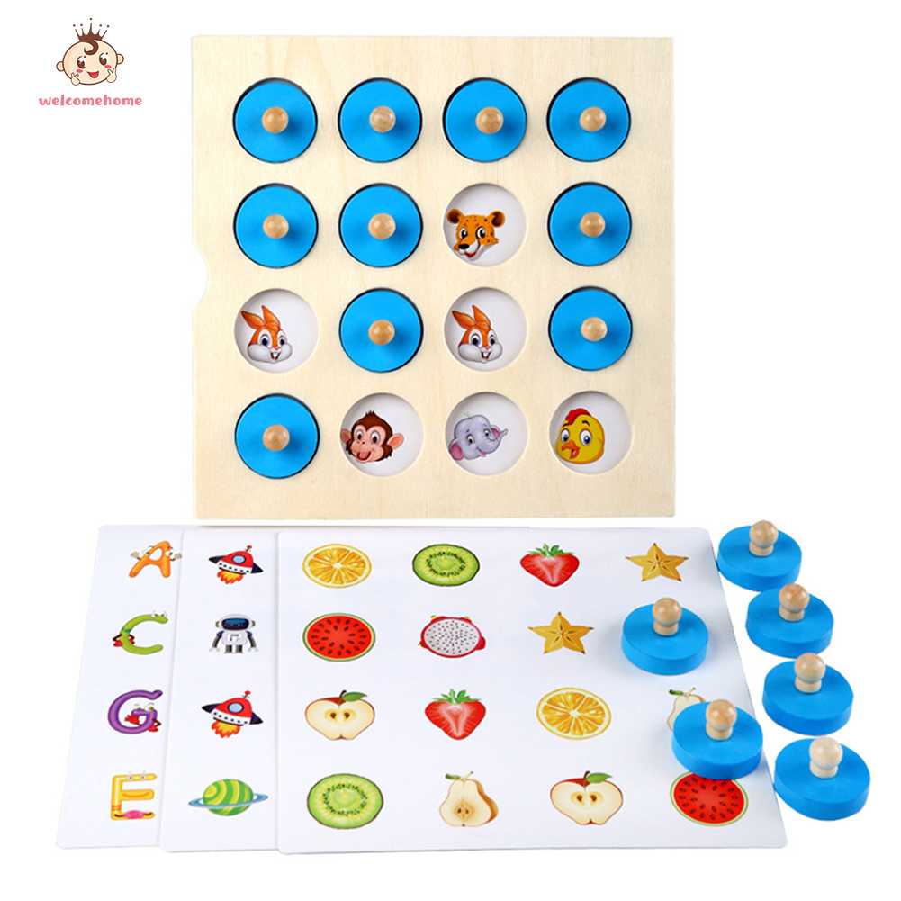 3D Wooden Memory Chess Puzzle Game Montessori Toy Memory Training Family Reunion Interactive Toys