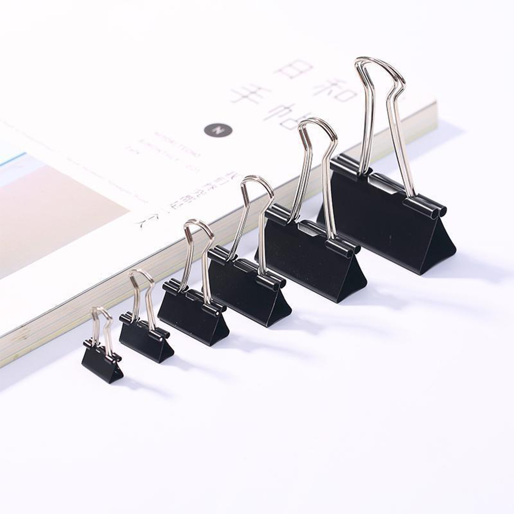 SF 10pcs/lot Binder Clips Metal Fold Back Clips Small Paper Clip Clamp 15/19/25/32mm Office Clip for Home School Office Storage. 