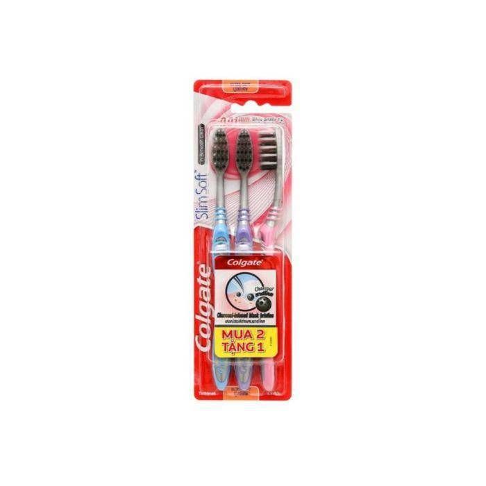 Bộ 3 Bàn Chải Đánh Răng Colgate Slimsoft In-Between Clean Charcoal
