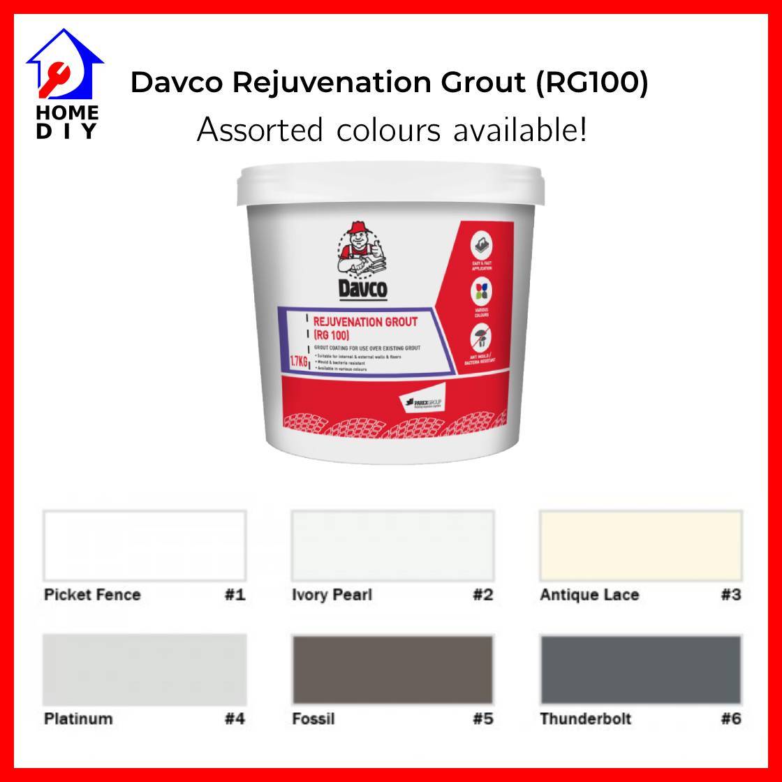 Davco Rejuvenation Grout (RG100) 1.7kg Assorted Colours Available! 1