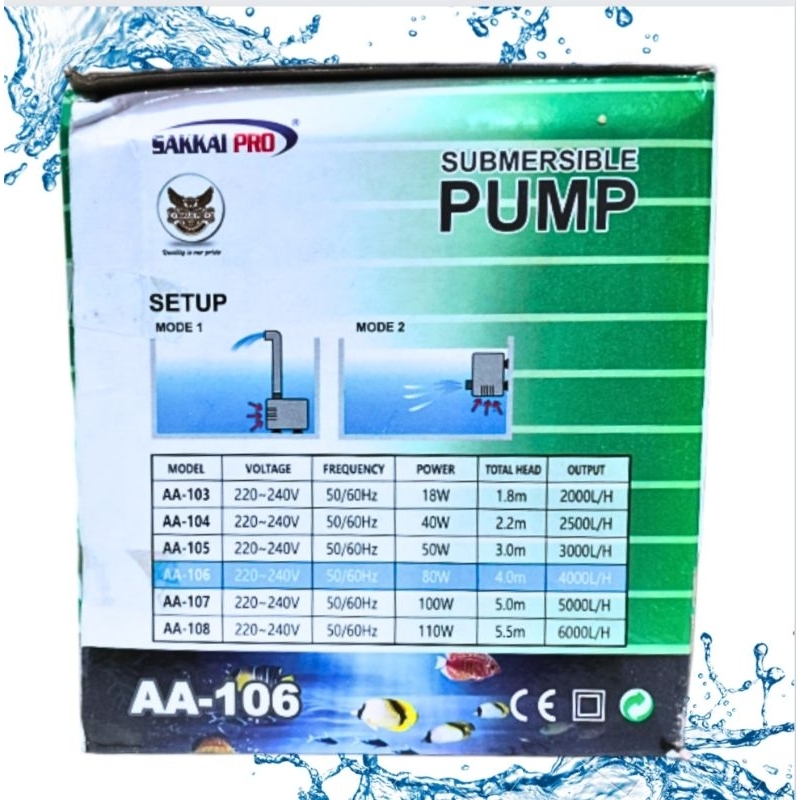 SAKKAI PRO AA 106 Pompa Kolam air mancur hidroponik