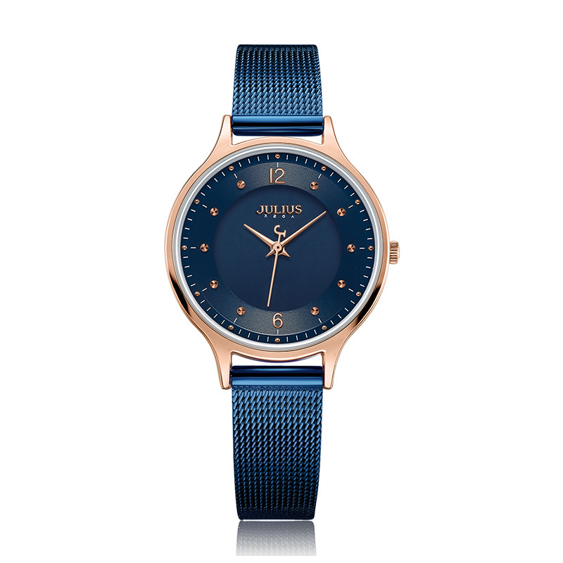 Julius JA-1060 Korean Version Vintage Double Dial Stainless Steel Strap Mesh Student Watch Women's Watch 2023 New Waterproof Quartz Women's Watch