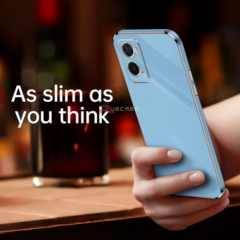 PlusCase for OPPO A76 A96 6D Plating Soft Case Lens Protector Square Frame Silicone Glossy Shockproof Phone Back Cover