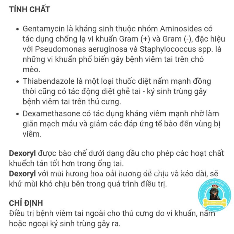 Virbac Dexoryl dung dịch trị viêm tai cho chó mèo