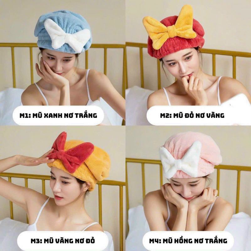 Mũ ủ khô tóc hình nơ siêu thấm hút - trungdung871