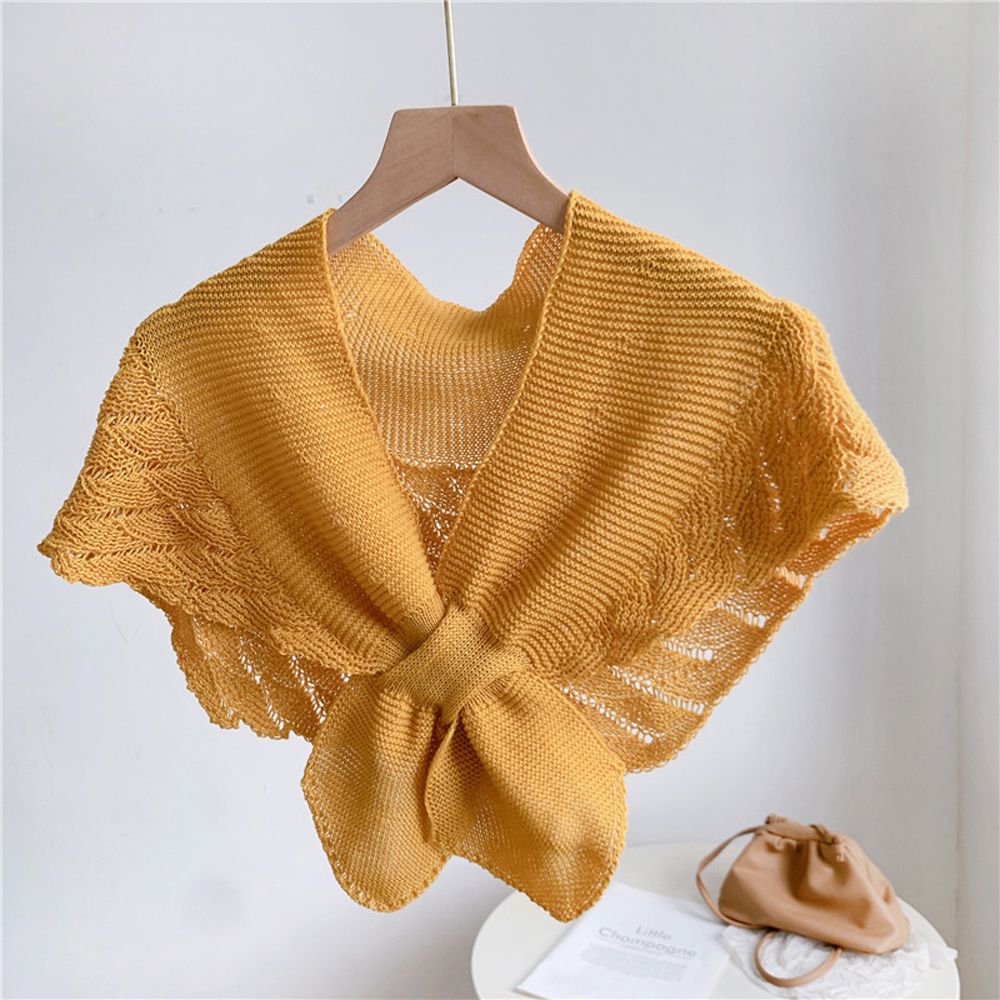 ARTMU Casual Small Solid Color Cross Thicken Elegant Women Knitted Scarf Fake Collars Korean Style Shawl Neck Wrap
