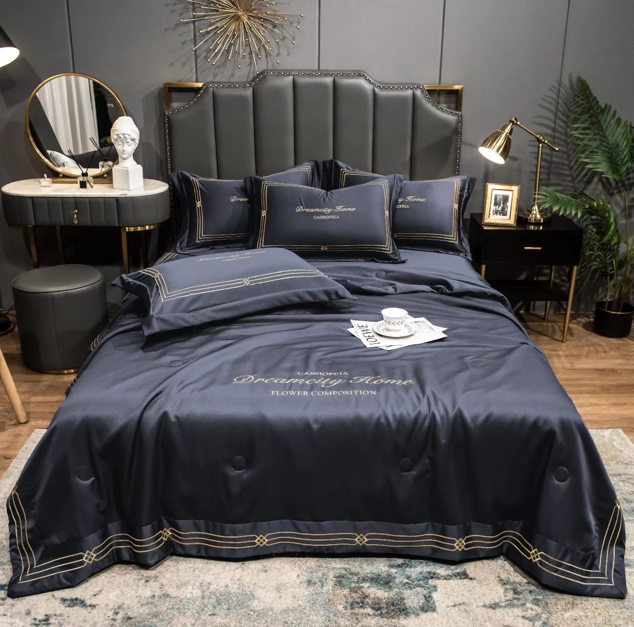 💥set chăn ga gối lụa satin dreamcity home chăn trần hè cao cấp 4 món nhập khẩu full màu