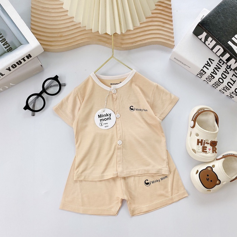 Bộ sơ sinh ngắn tay thun lạnh Minkymom