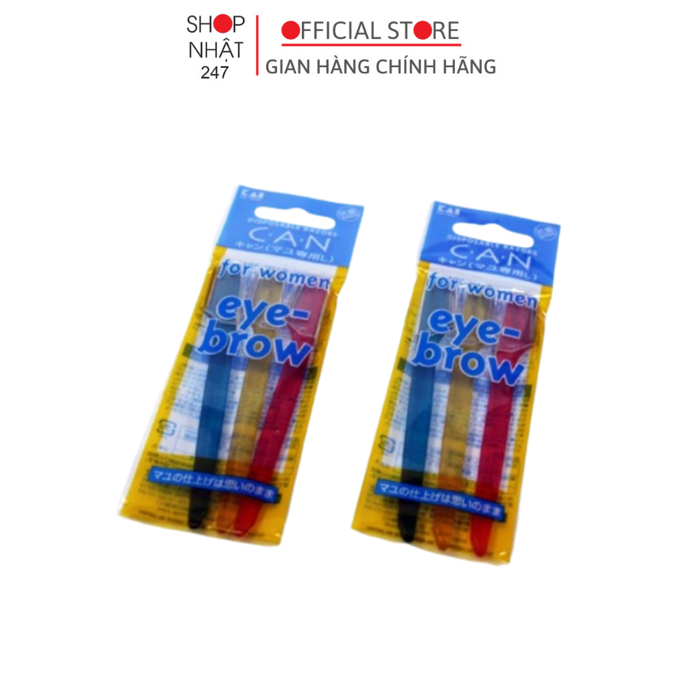 Set 3 dao cạo lông mày kai lưỡi đơn cán ngắn - nội địa nhật bản
