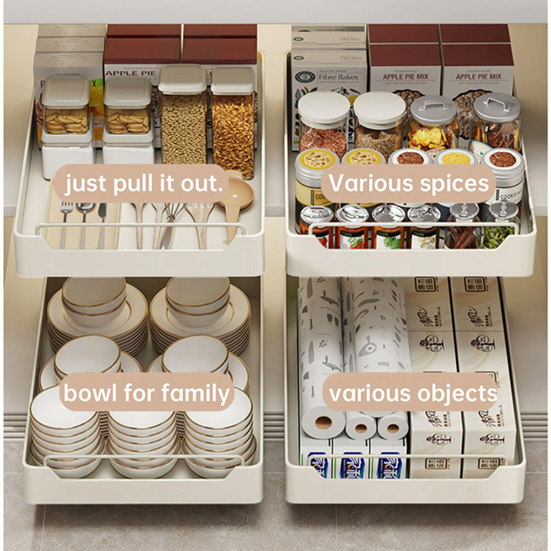 Non punching kitchen pull-out shelf, sink, basket, cabinet, slide rail, drawer, storage box
