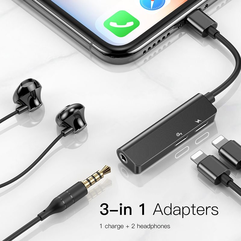 Bộ chia cổng Lightning 1 thành 2 và Jack 3.5mm cho IP ipad - Baseus L52 - KOI TECH