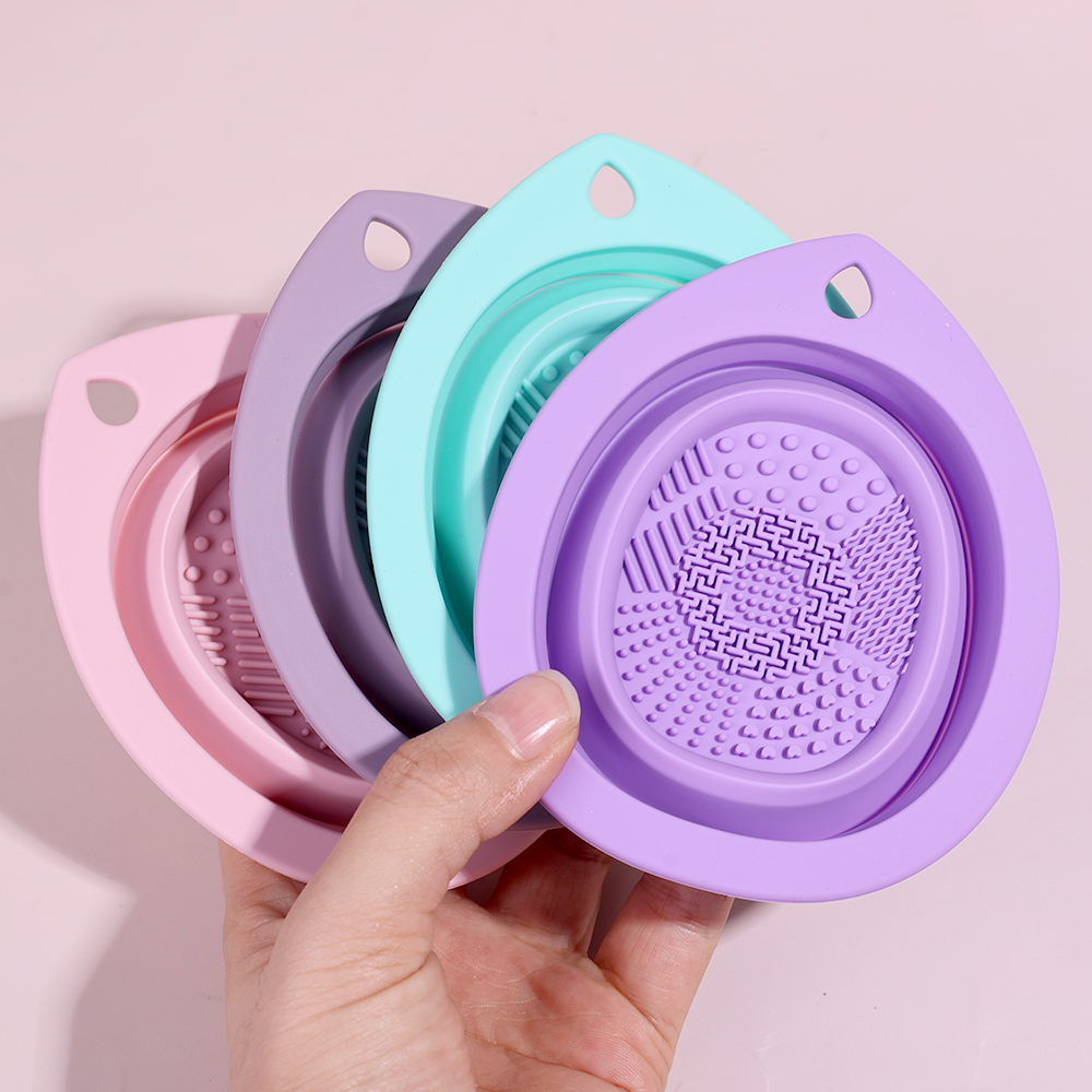 Cọ trang điểm dụng cụ làm sạch giọt nước loại Silicone gấp chậu rửa Cọ đánh phấn mắt rửa đệm mềm