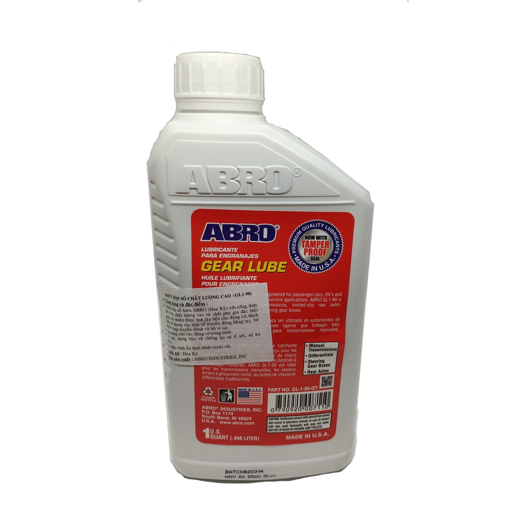 Nhớt hộp số abro gear lube gl1-90 1l - ảnh sản phẩm 2