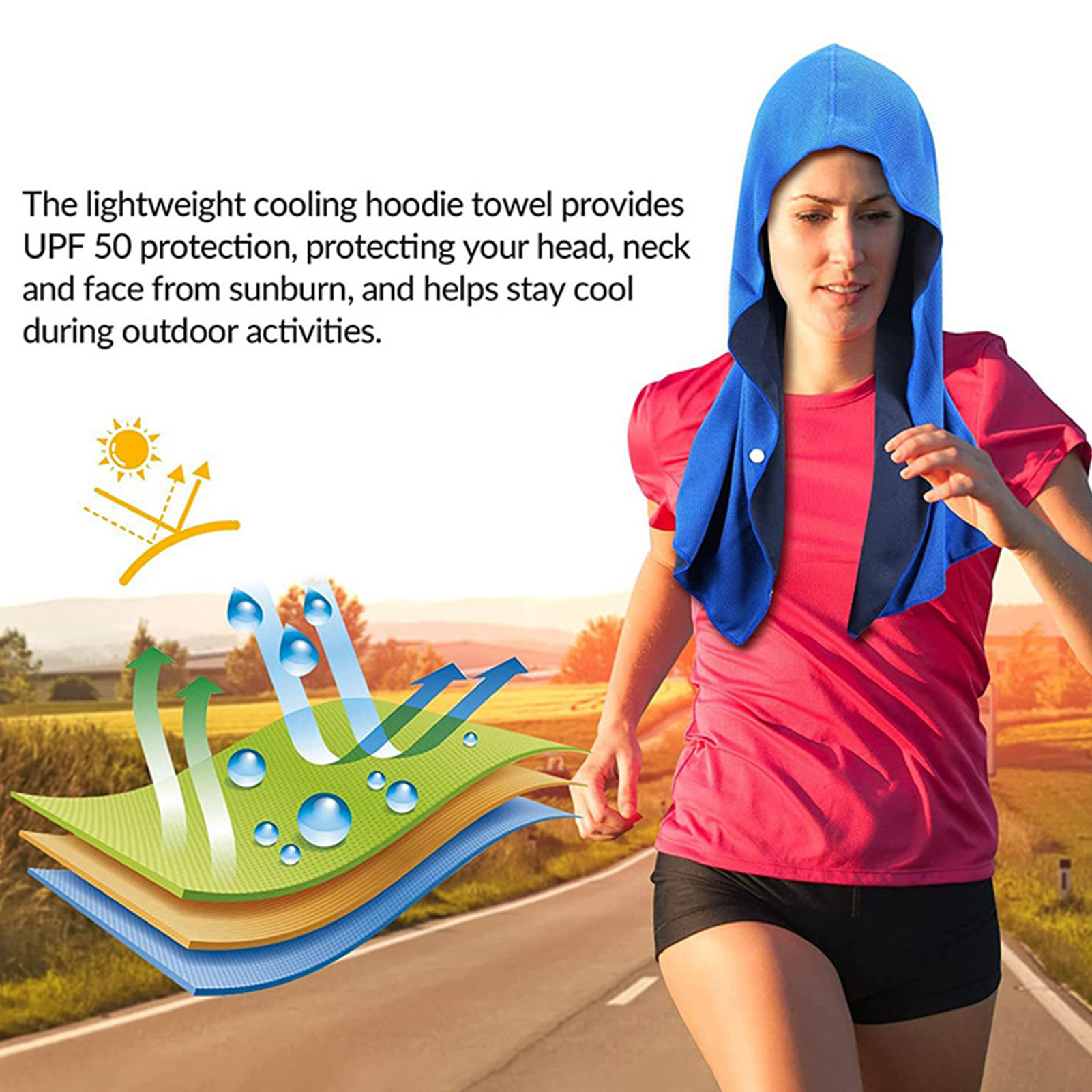 Sports Towel for Outdoor Athletes Cooling Neck Scarf with Buttons Instant Cooling Hoodie Towel Set for Neck and Face Sun Protection Breathable Soft Sports Towel for Hot Weather Sweat Absorption