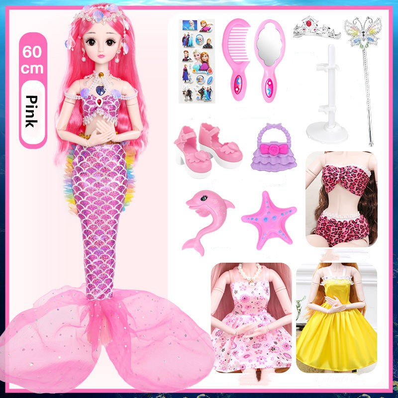 利Búp bê Barbie nàng tiên cá 60cm