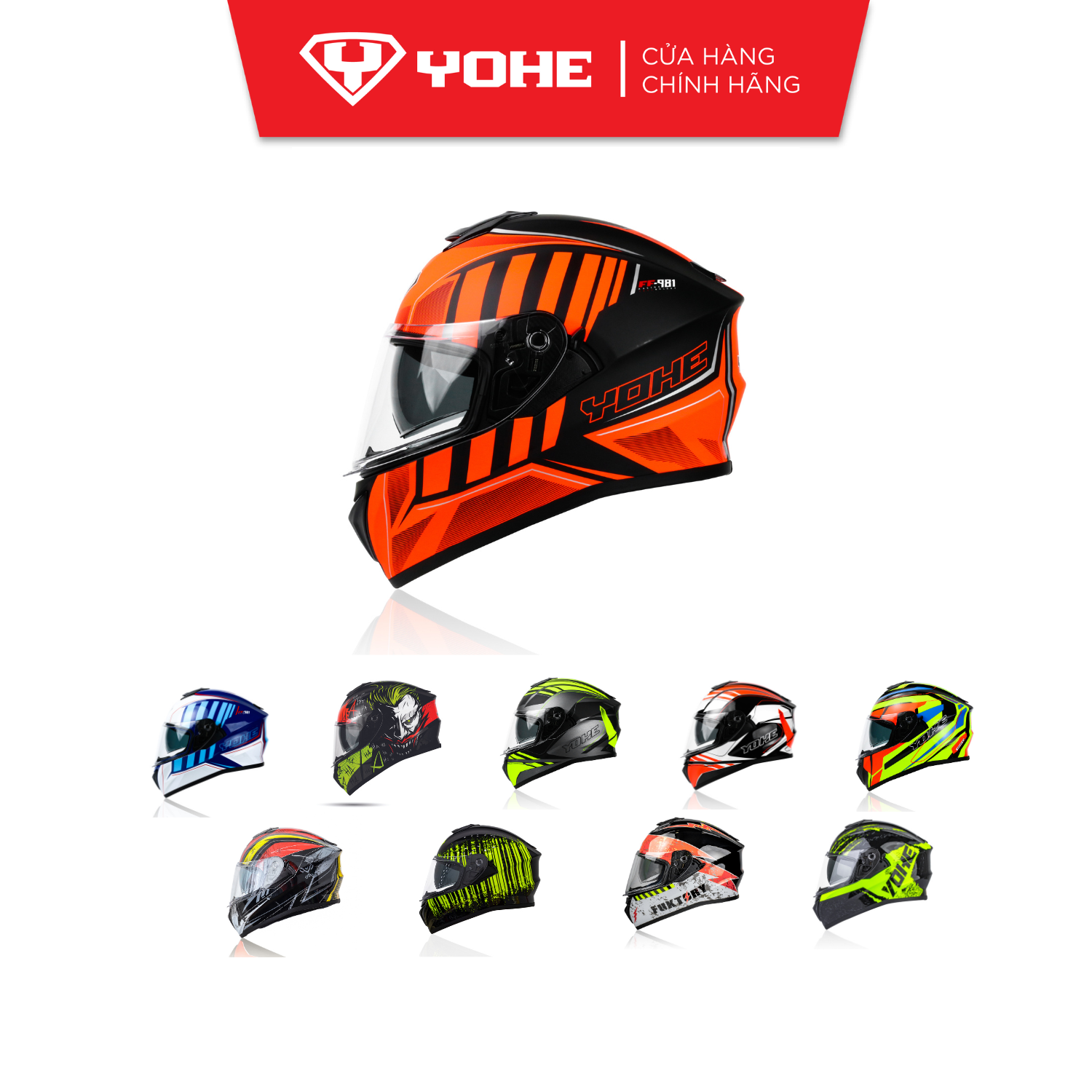 Mũ Bảo Hiểm Fullface Hai Kính YOHE 981