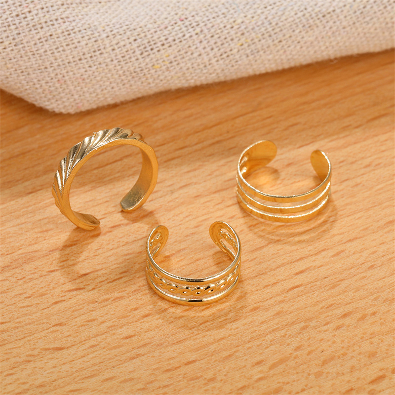 【Shop the Latest Trends】 3PCS Fashion Ins Open Toe Rings For Women Adjustable Simple Minimal Hollow Summer Beach Smooth Feet Ring Jewelry On Foot ZHANGNA.
