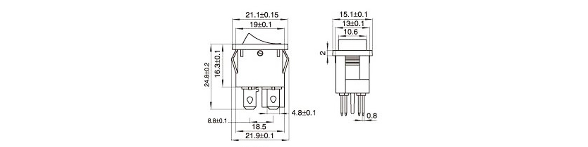 Công tắc bập bênh 4 chân có đèn KCD1-104