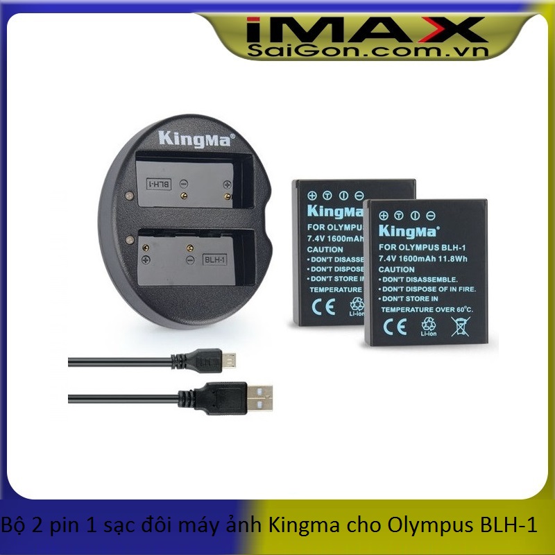Bộ 2 pin 1 sạc đôi máy ảnh Kingma cho Olympus BLH-1