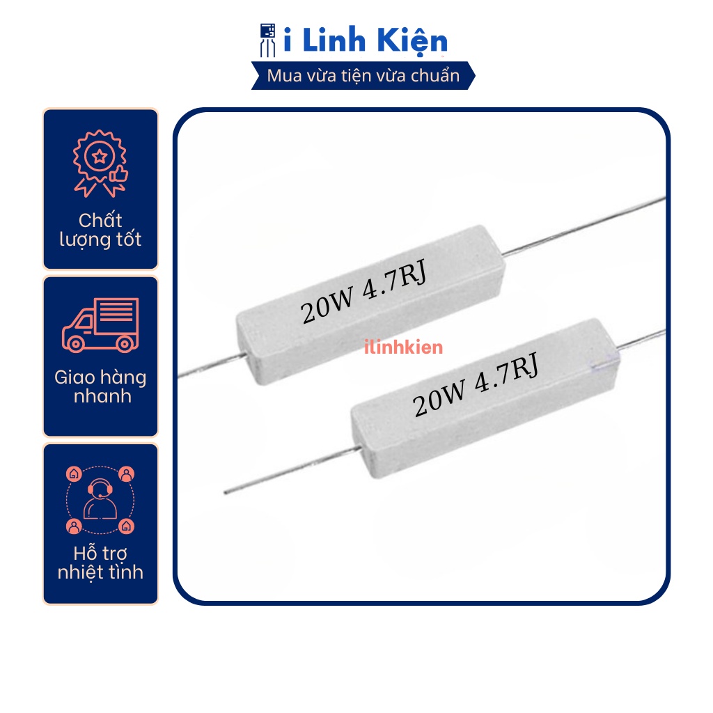 Điện trở sứ 20W 4.7R 5% chất lượng tốt