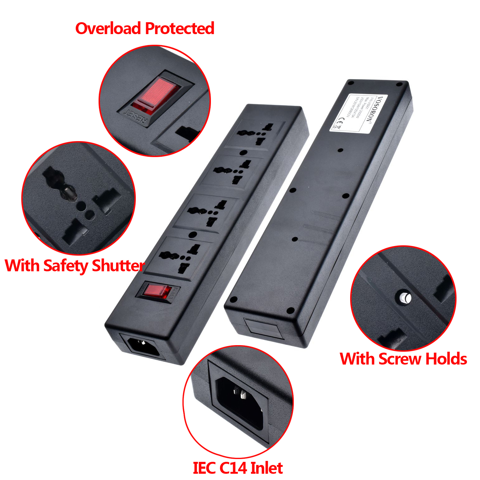 【LuxeGlow】4-Outlet Universal socket with overload protector,Surge ...