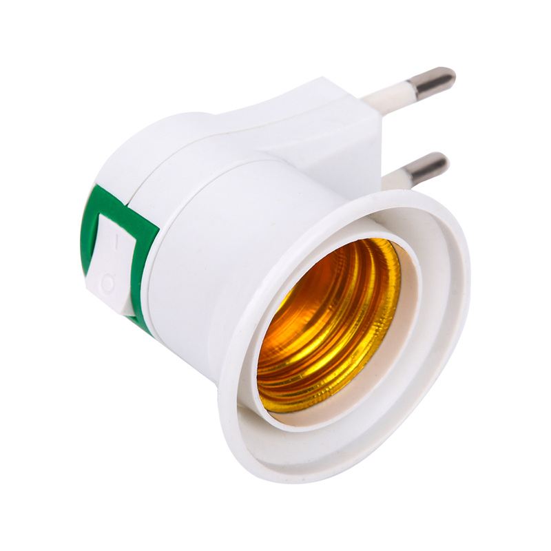 E27 led light male sochet base type to ac power 220v eu plug lamp holder bulb adapter converter + on/off button switch