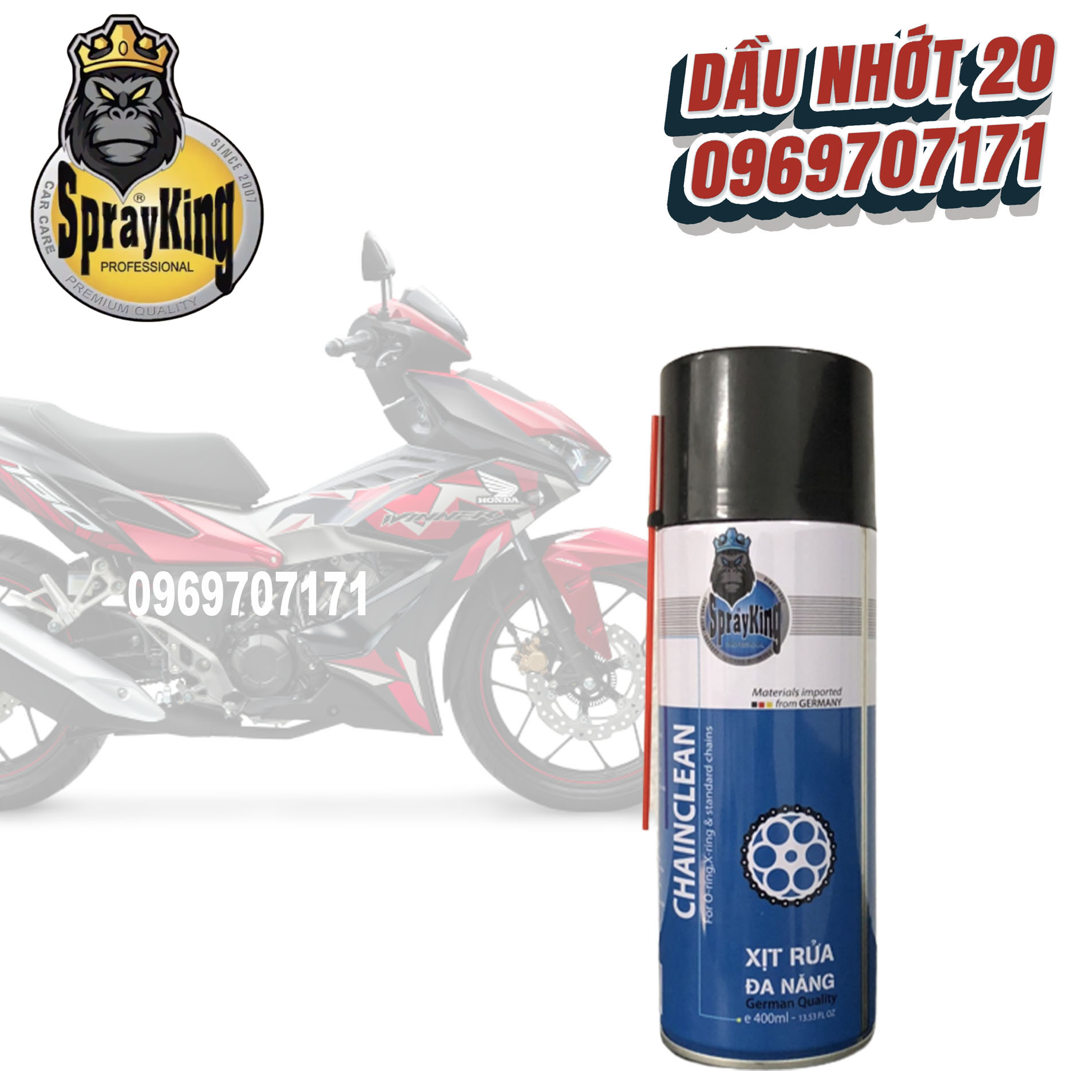 [HCM]Chai rửa sên vệ sinh sên xích xe máy Sprayking 400ml
