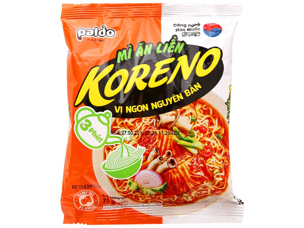 Lốc 6 Gói Mì Koreno Vị Kim Chi 75g