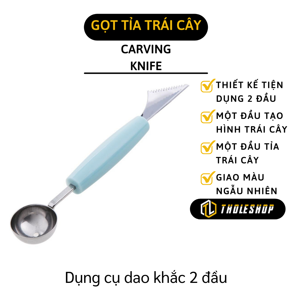 Dụng cụ gọt tỉa hoa quả - Dụng cụ khắc, tỉa trái cây 2 đầu - Muỗng múc trái cây, kem viên tròn đẹp mắt