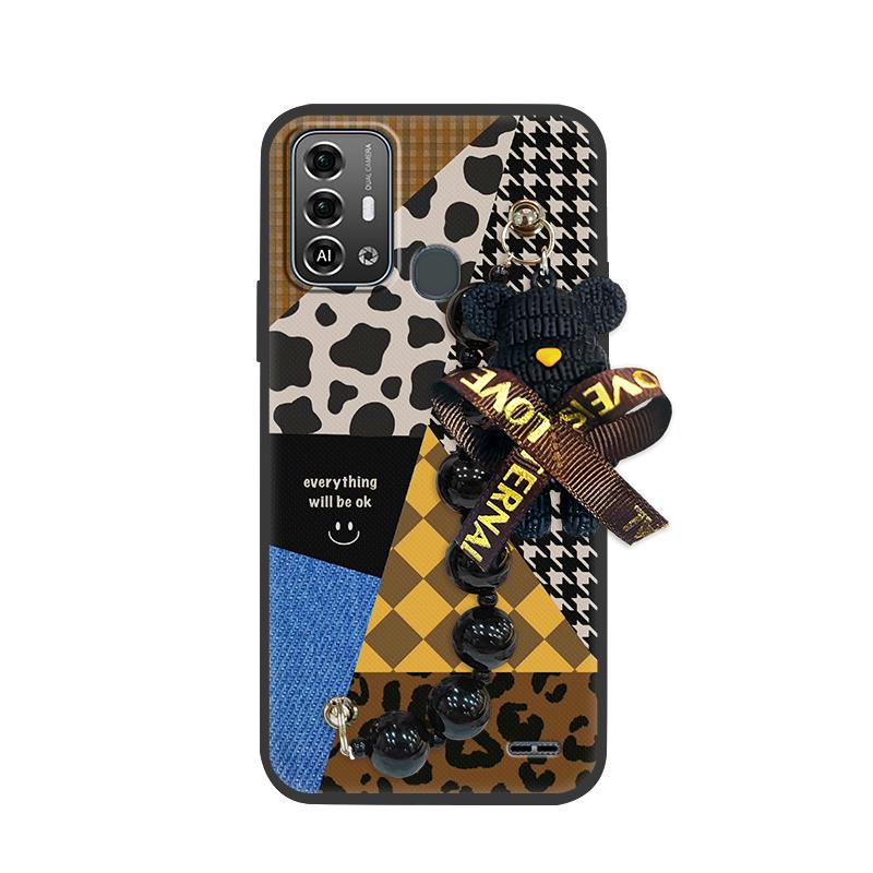 cute%20Back%20Cover%20Phone%20Case%20For%20ZTE%20Blade%20A53%20Pro%20Waterproof%20silicone%20Bear%20bracelet%20Black%20pearl%20pendant%20Cartoon%20soft%20case%20-%20Image%205